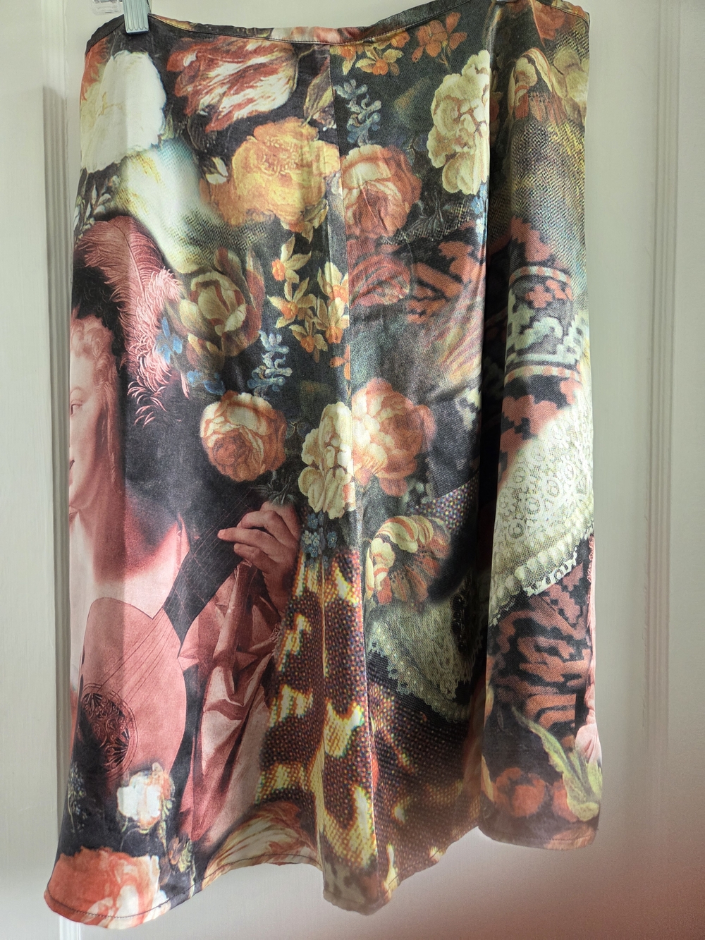 Oilily Floral A-Line Skirt in Black, Pink, Yellow and Cream Silk Womans UK44